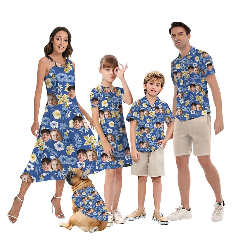 Personalized Matching Family Shirt And Dress With 5 Faces6