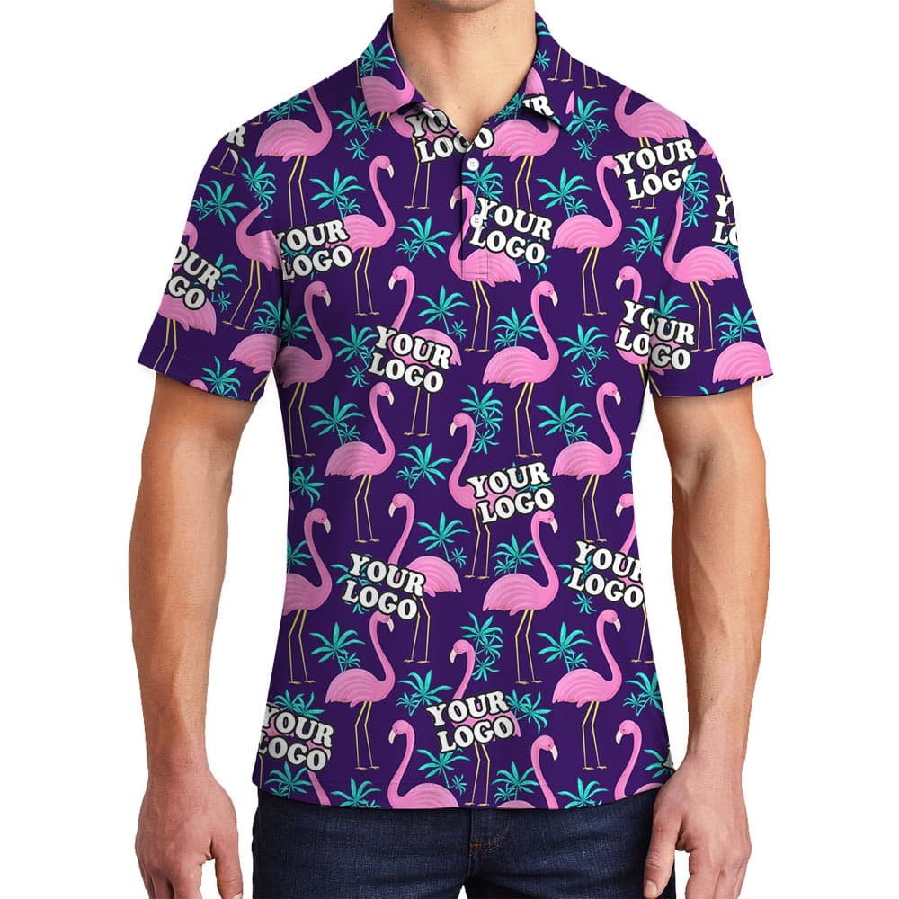 Personalized Men's Polo Golf Shirt With Pink Flamingo is perfect for team matching shirt for golf tour or sports events
