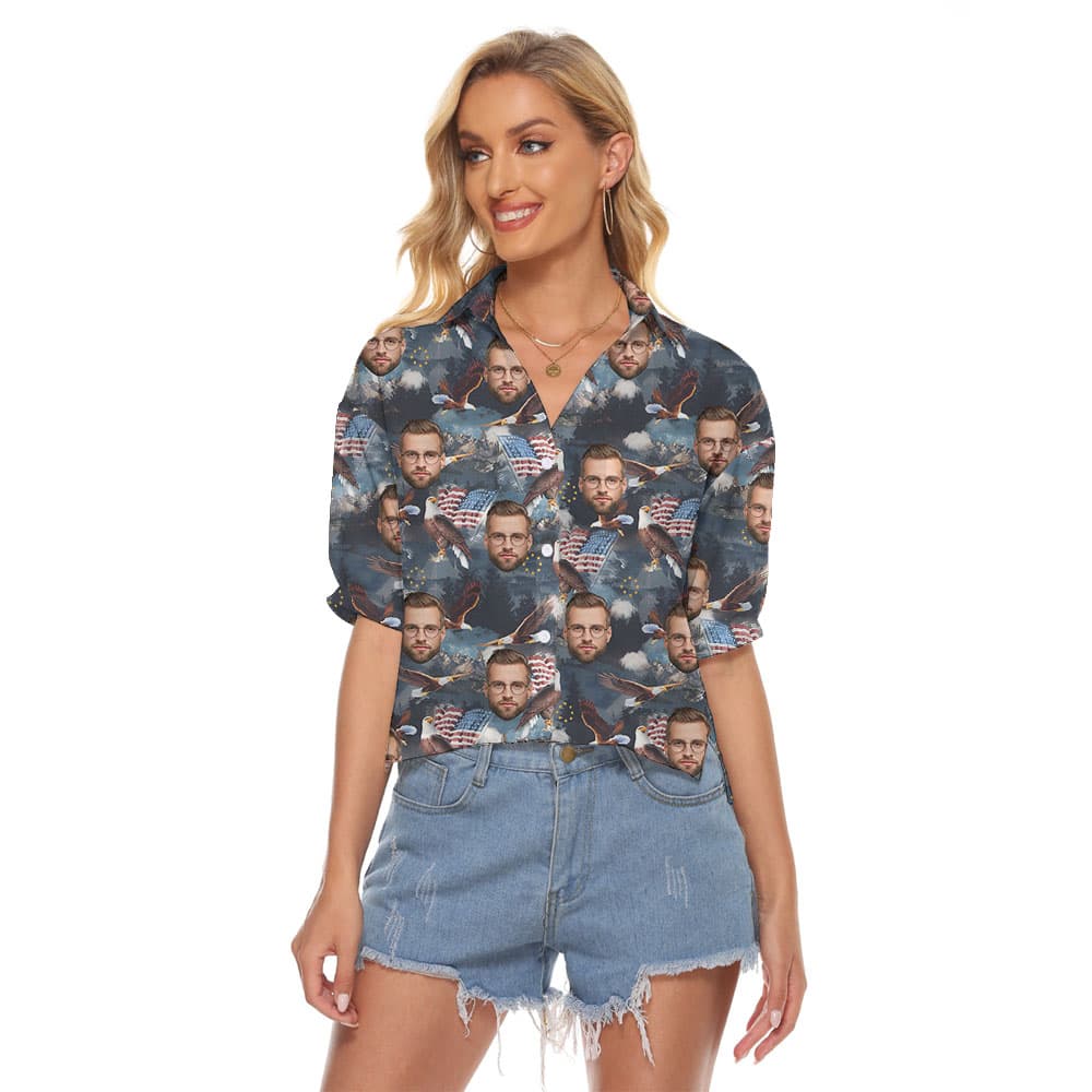 Personalized Photo 4th Of July Women's Hawaiian Shirt1