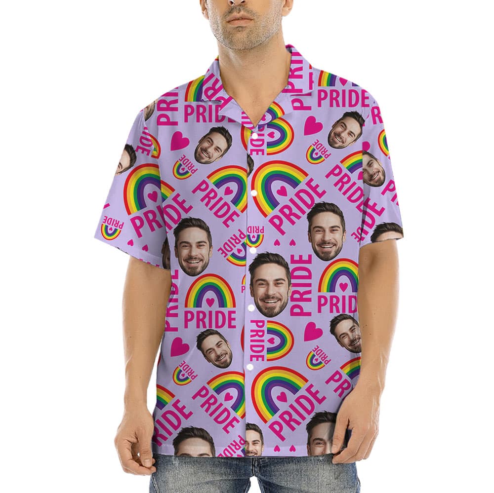 Pride Rainbow Custom Face Hawaiian Shirt