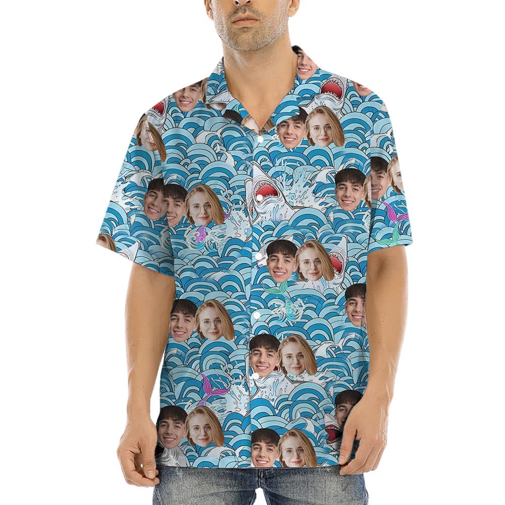 Shark Beach Hawaiian Shirt With Multiple Faces