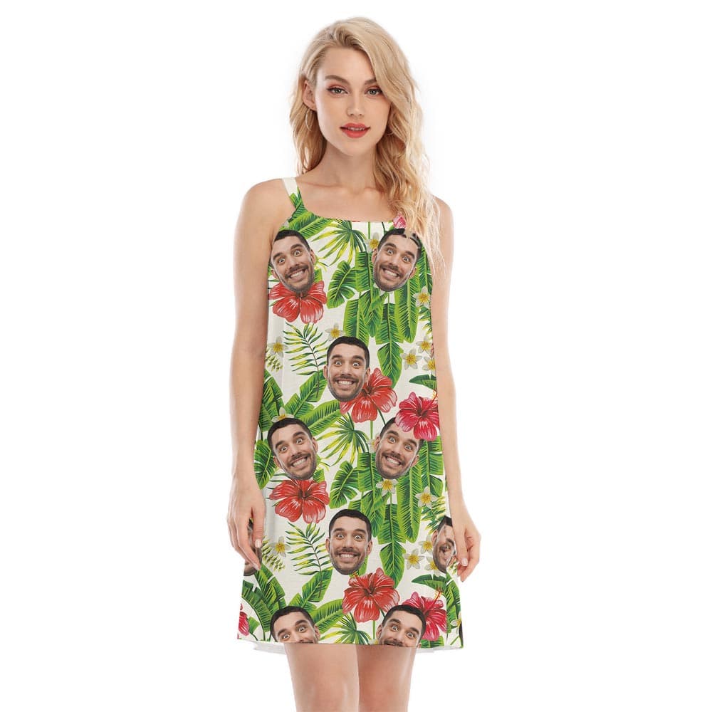 Tropical Hawaiian Dress With Custom Face For Ladies