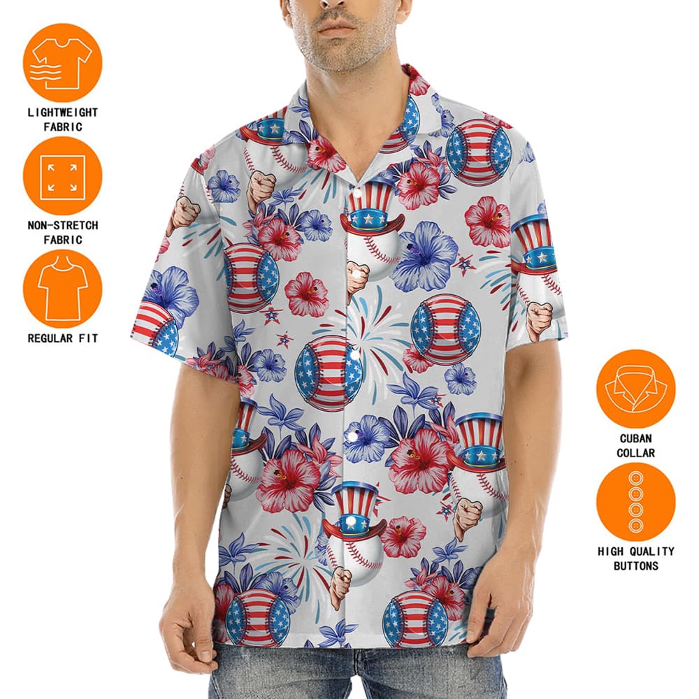 Uncle Sam Baseball American Flag Hawaiian Shirt