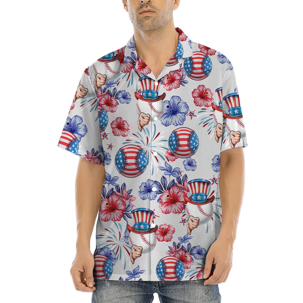 Uncle Sam Baseball American Flag Hawaiian Shirt (2)