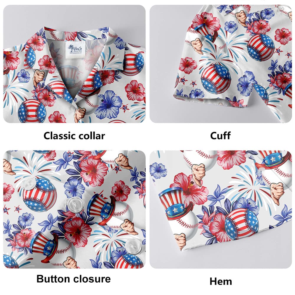 Uncle Sam Baseball American Flag Hawaiian Shirt
