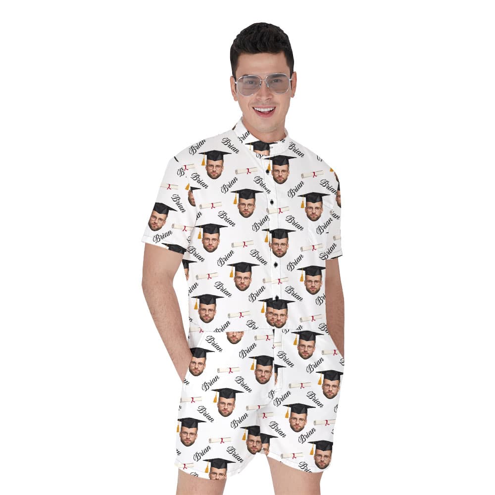 Unique Graduation Men's Romper With Face And Names1