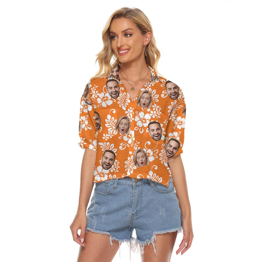 Vintage Orange Women's Cropped Hawaii Shirt Customizable