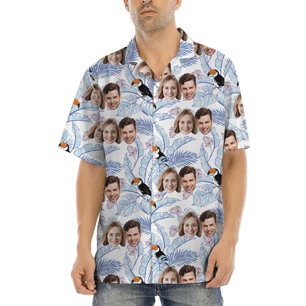 Vintage Toucan Hawaiian Shirt With 1-5 Faces