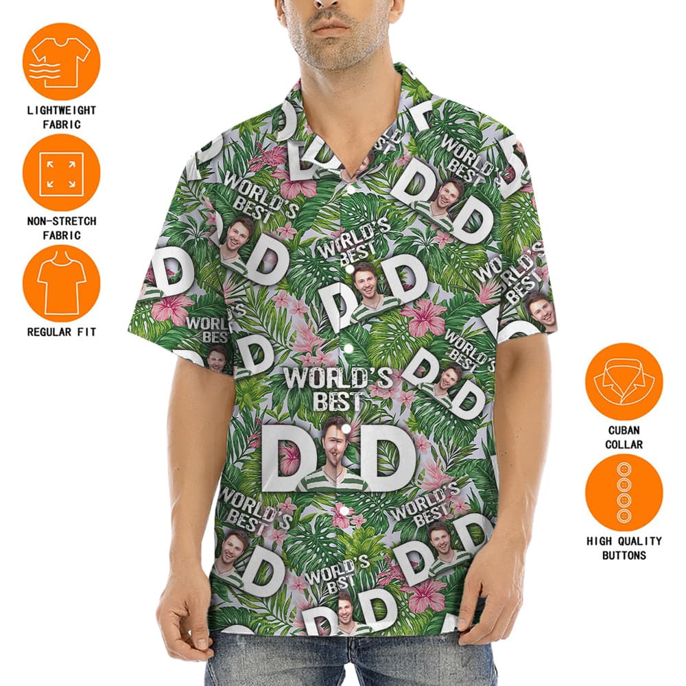 World's Best Dad Custom Face Tropical Hawaiian Shirt