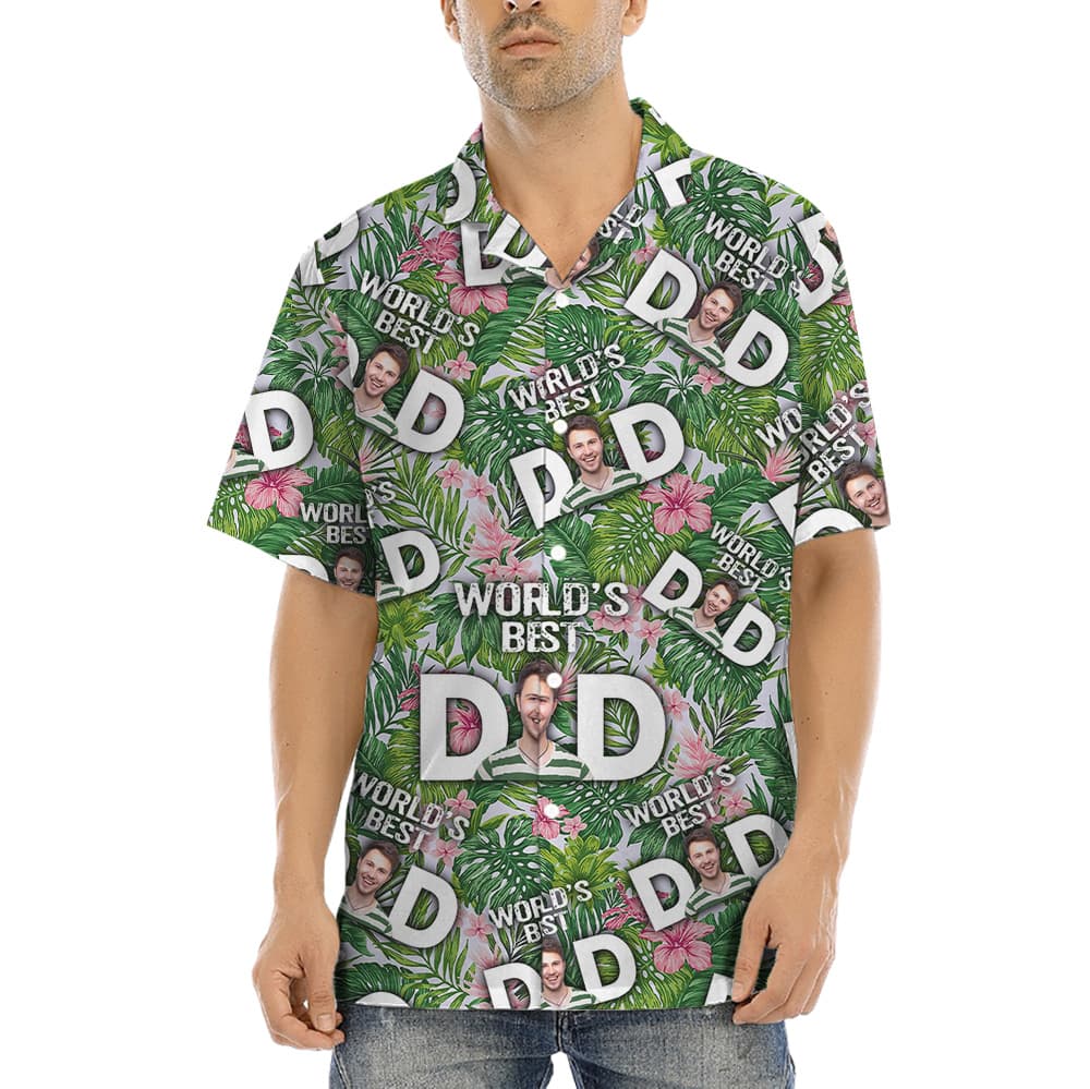 World’s Best Dad Custom Face Tropical Hawaiian Shirt (2)
