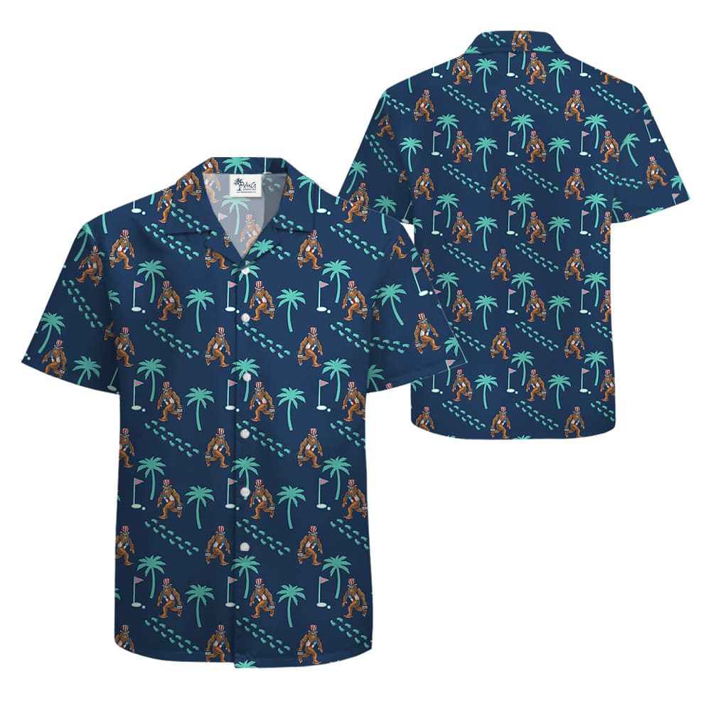 4th Of July Bigfoot Golf Hawaiian Shirt