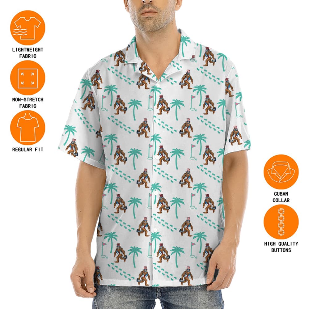 4th Of July Bigfoot Golf Hawaiian Shirt