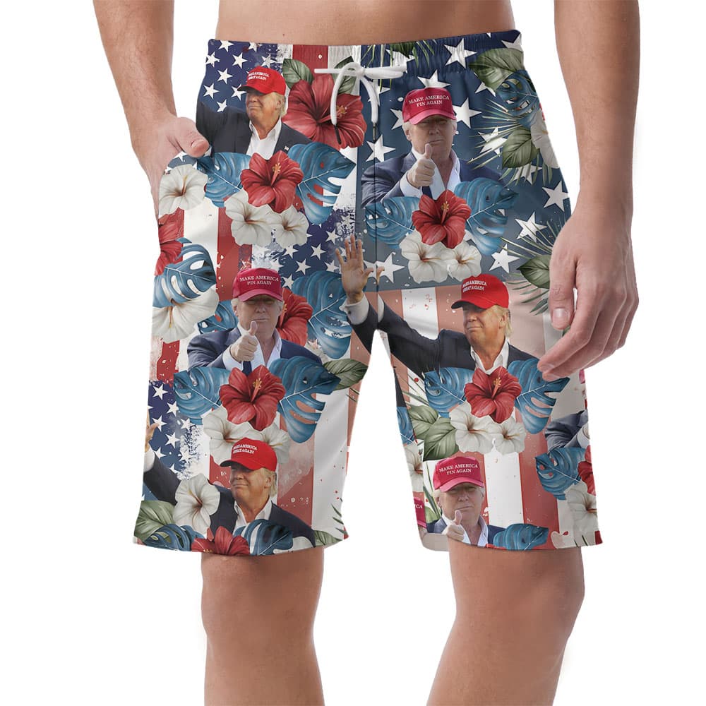 American Men's Aloha Romper With Donald Trump