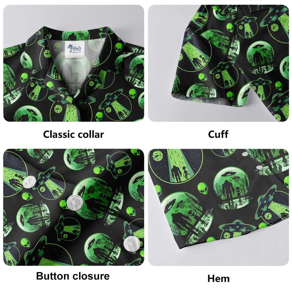 Bigfoot And Alien UFO Hawaiian Shirt