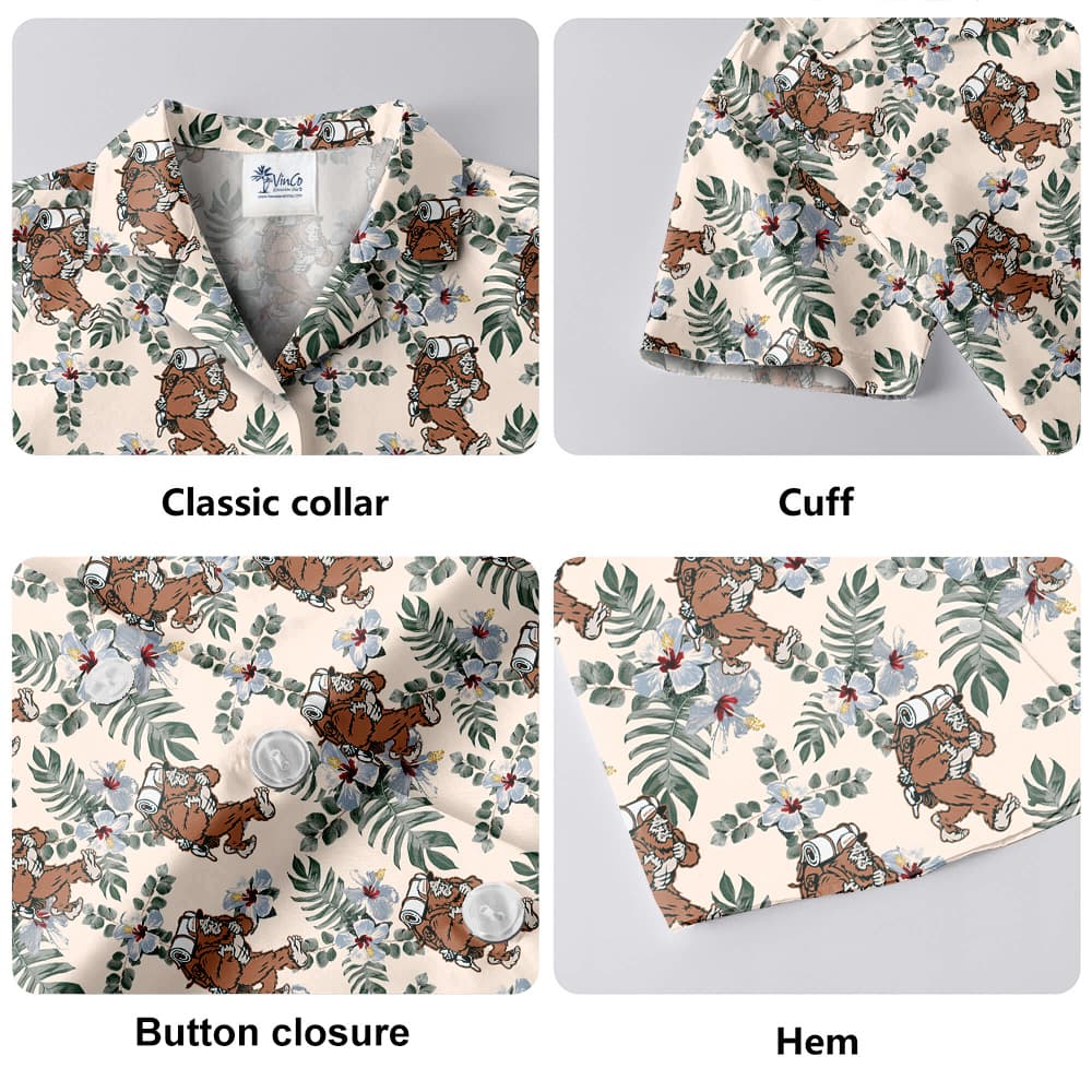 Bigfoot Camping Floral Hawaiian Shirt