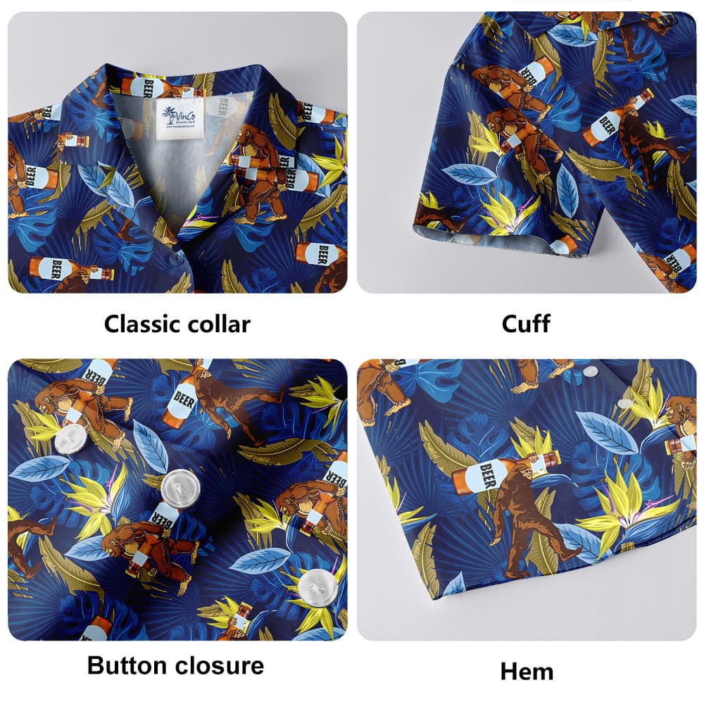 Bigfoot Carrying Beer Tropical Hawaiian Shirt