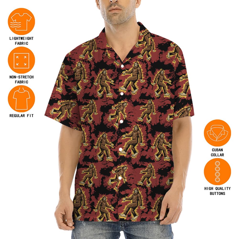 Bigfoot Fire Hawaiian Shirt