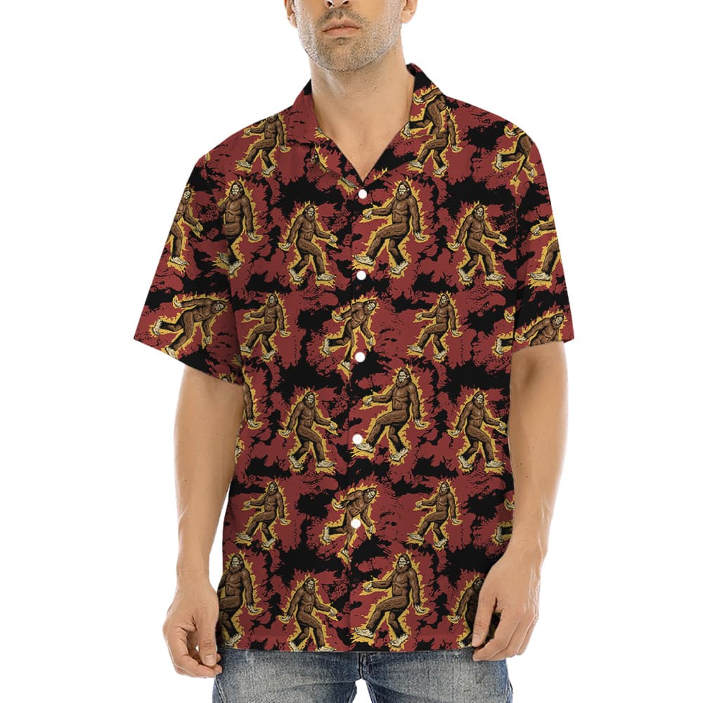 Bigfoot Fire Hawaiian Shirt (2)