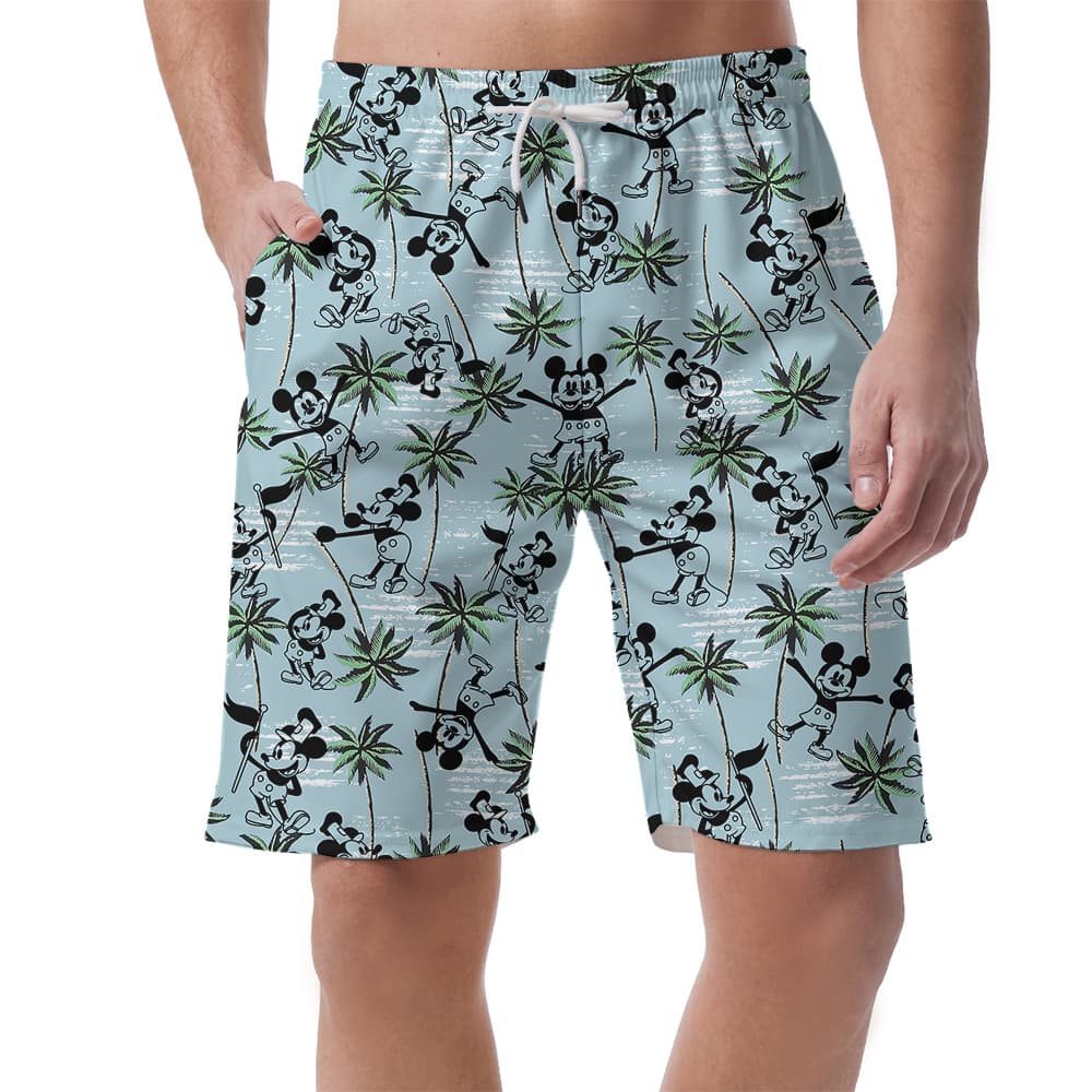 Blue Mickey 1928 Palm Tree Hawaiian Short for Men1