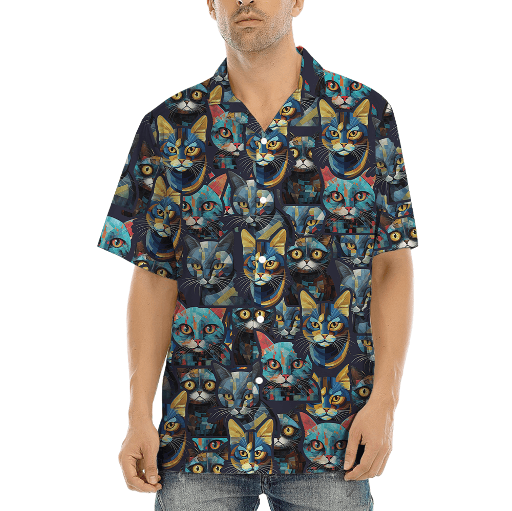 Cat Print Hawaiian Shirt (4)