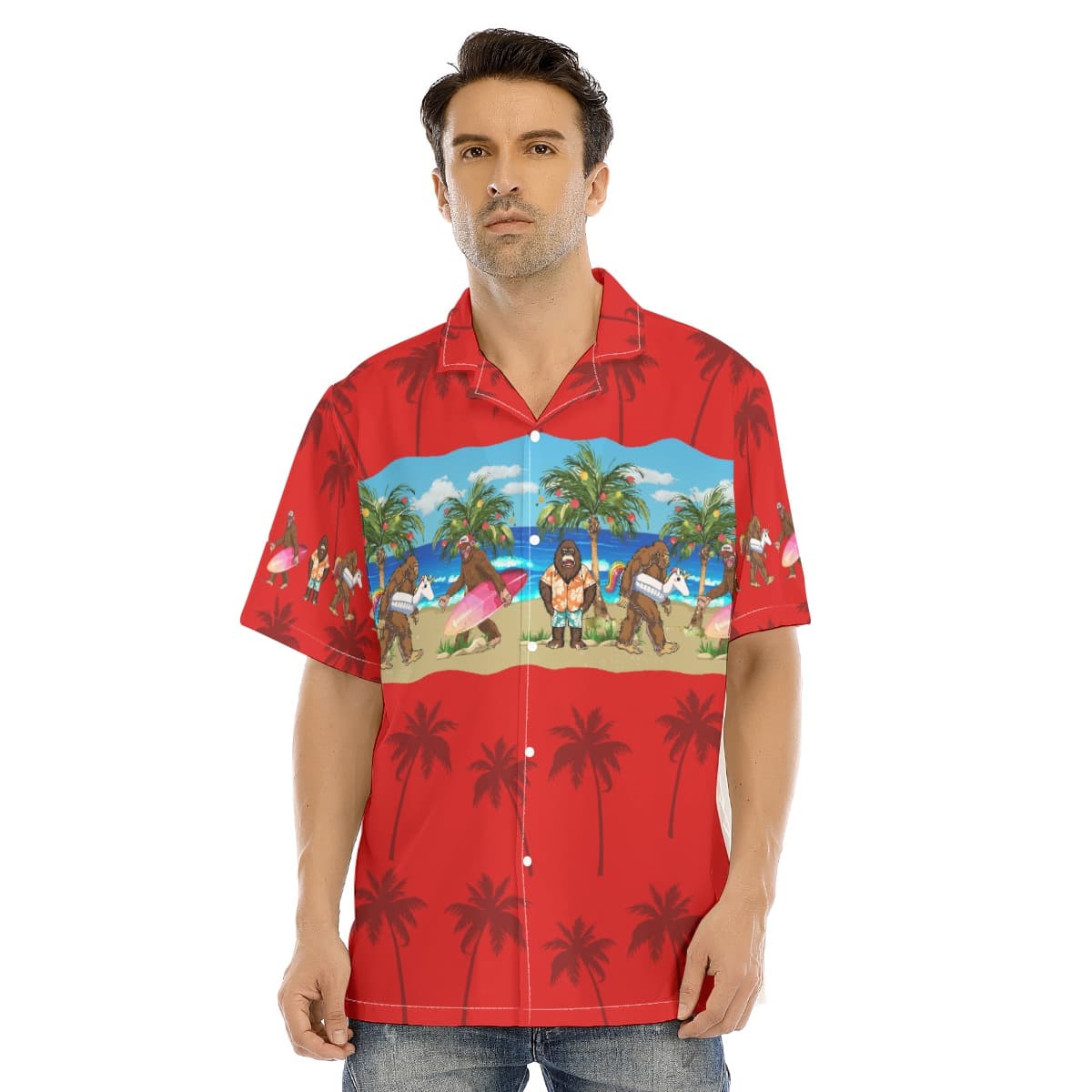 Christmas In July Sasquatch Red Hawaiian Shirt (3)