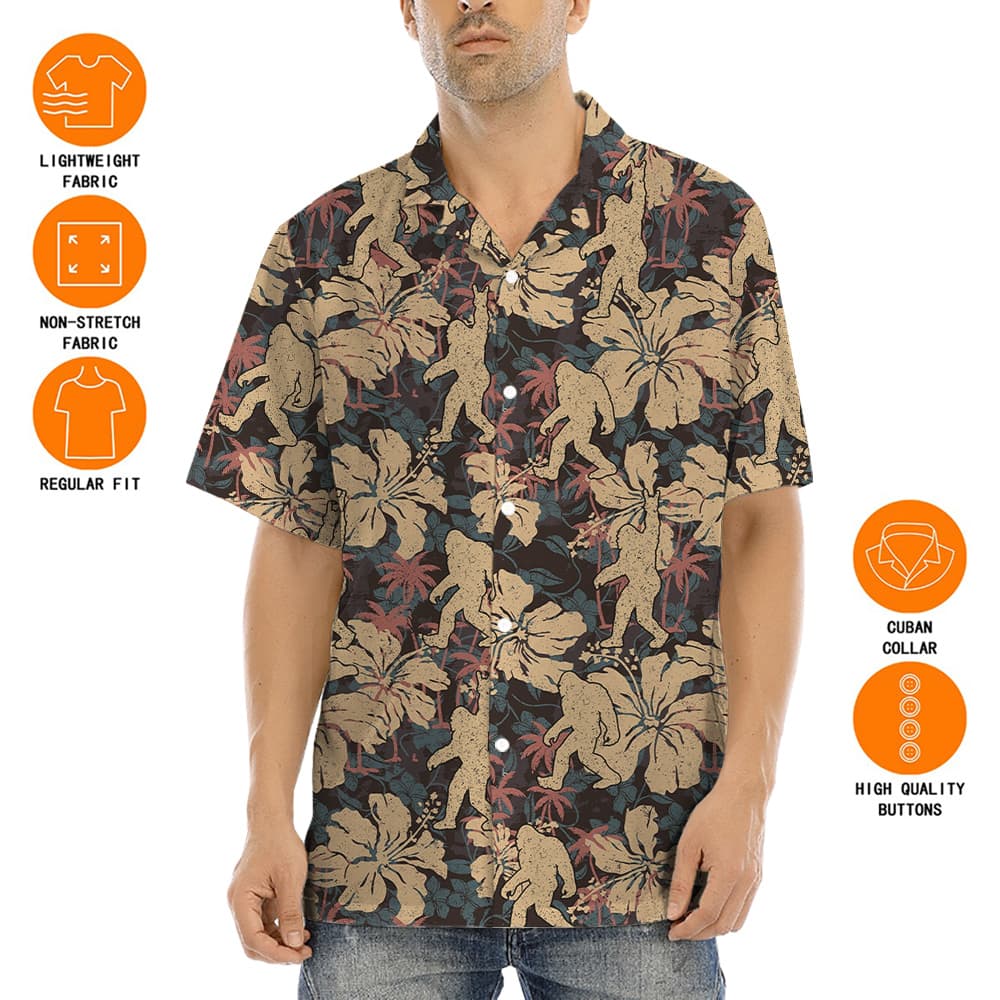 Classic Bigfoot Hibiscus Hawaiian Shirt