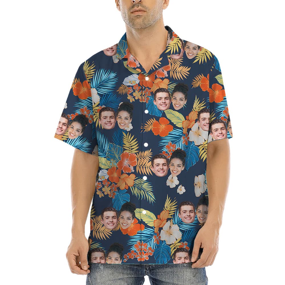 Colorful Floral Aloha Shirt With 1-5 Faces