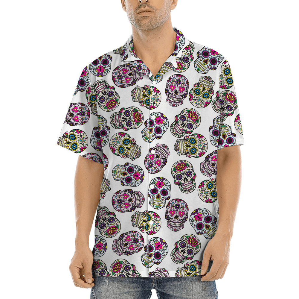 Colorful Skull Print Hawaiian Shirt (1)