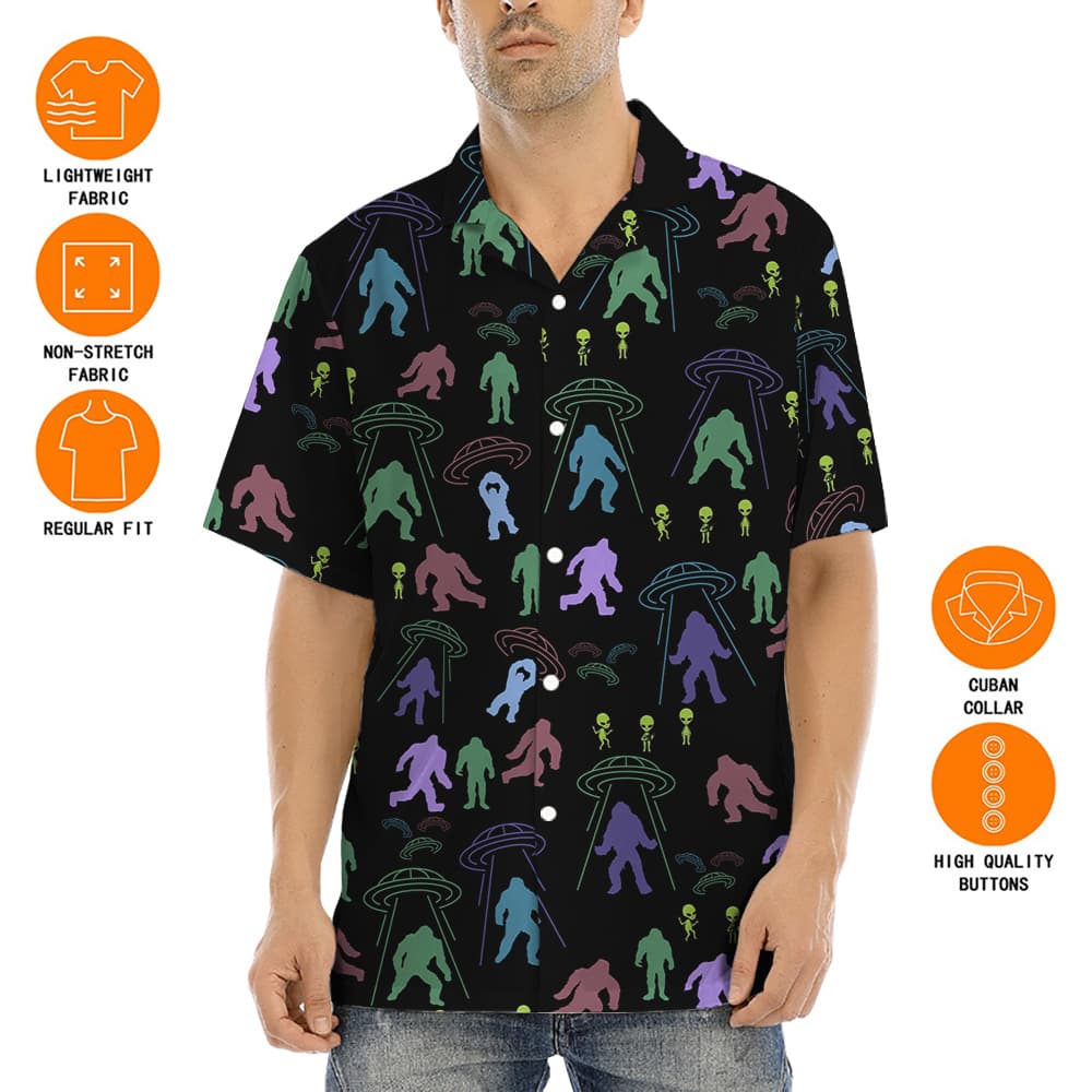 Cool Alien Bigfoot Aloha Shirt
