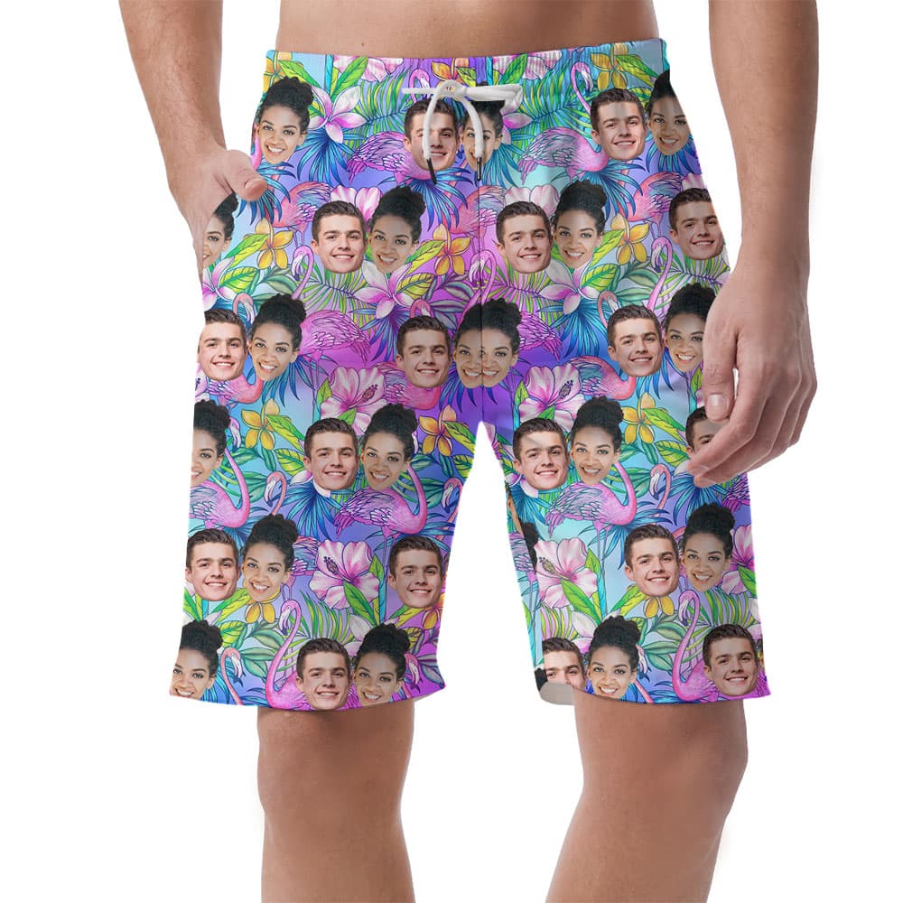 Cool Men’s Beach Short Flamingo And Personalized Pictures1