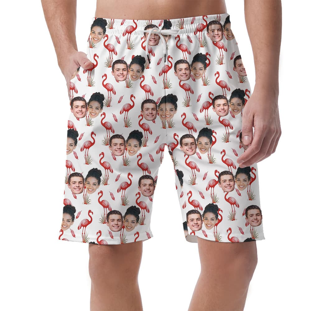 Cool Personalized Photo Flamingo Shorts For Men