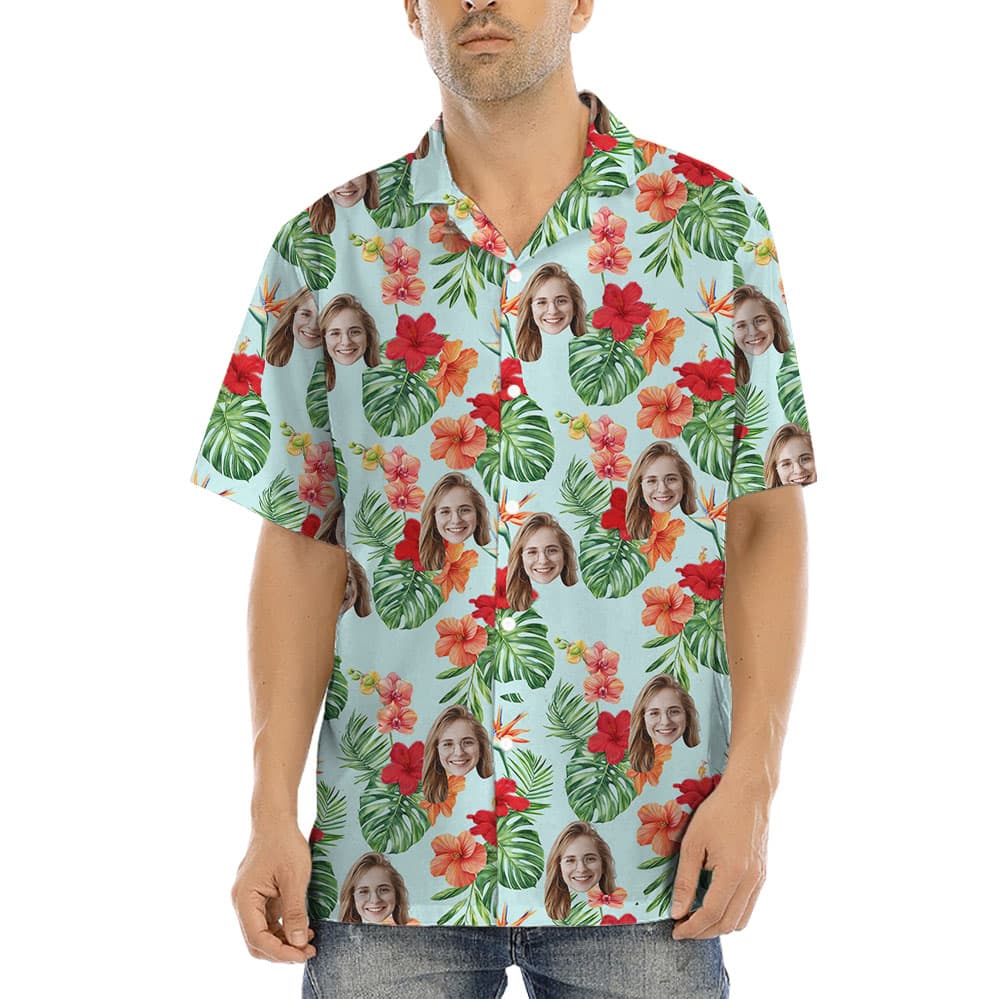 Custom 1-5 Pictures Tropical Hawaiian Shirt