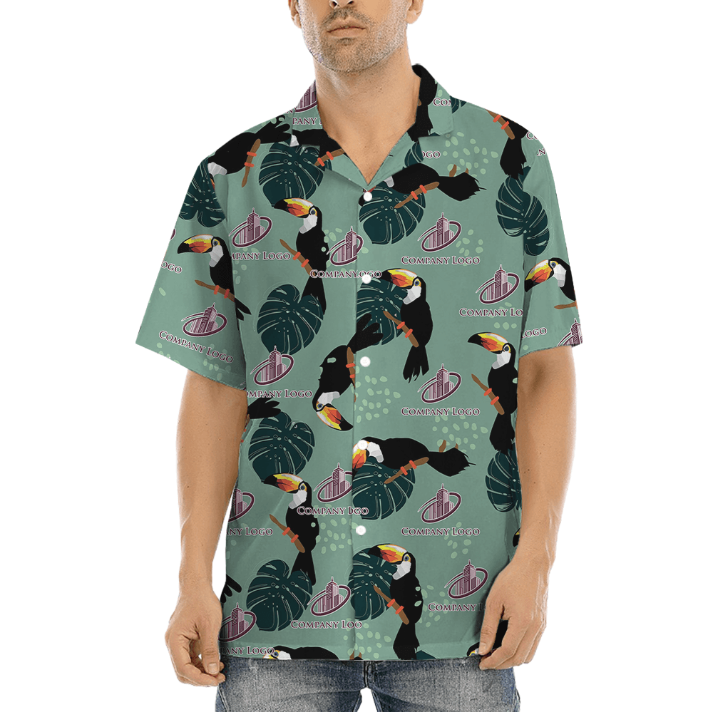 Custom Company Logo Tropical Toucan Hawaiian Shirt (1)