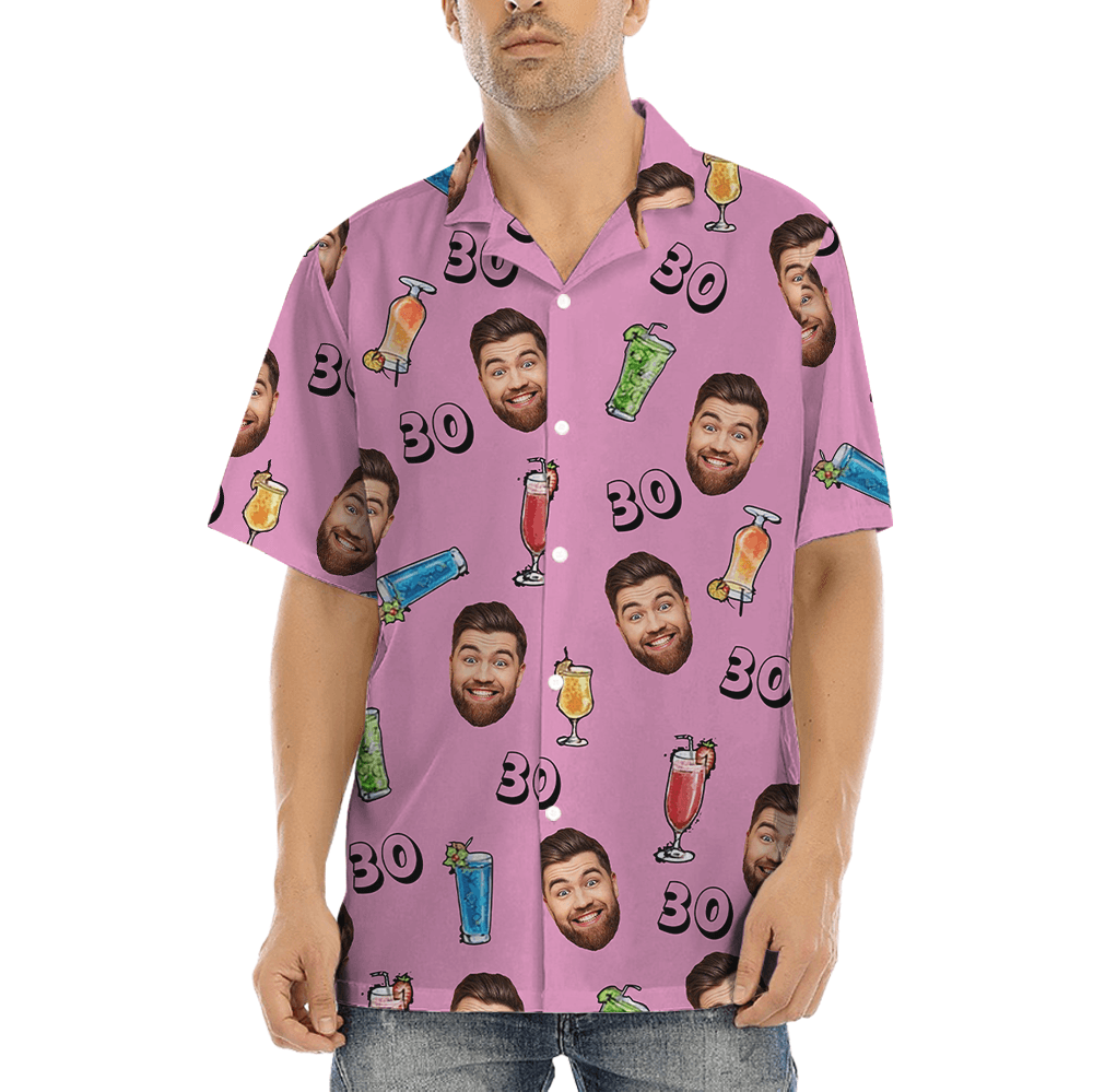 Custom Face Birthday And Age Aloha Shirt (2)