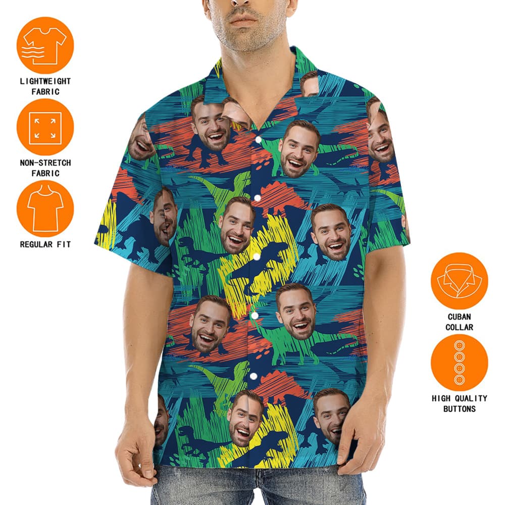 Custom Face Classic Dinosaur Hawaiian Shirt