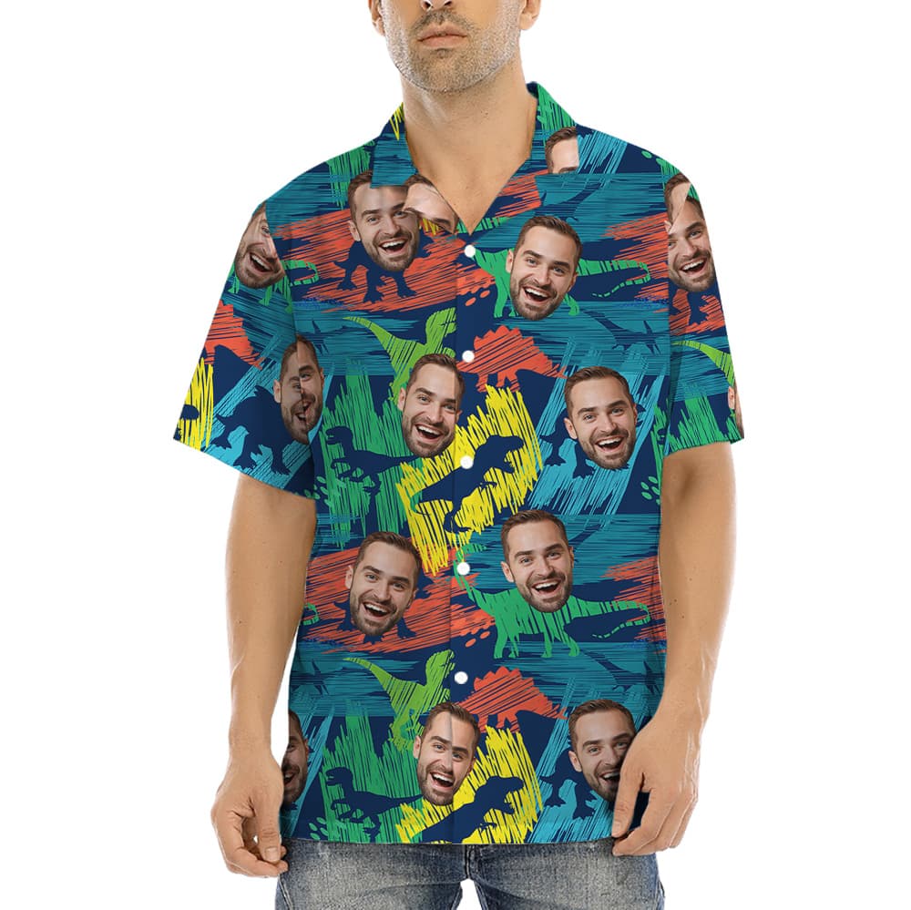 Custom Face Classic Dinosaur Hawaiian Shirt (2)