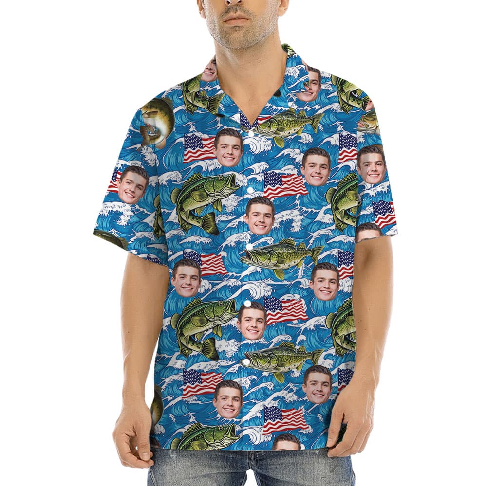 Custom Face Fishing Hawaiian Shirt For Men