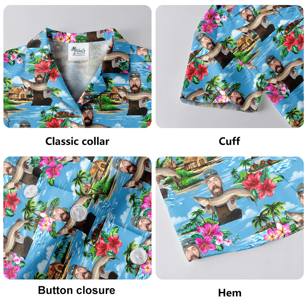 Custom Face Fishing Man Tropical Hawaiian Shirt