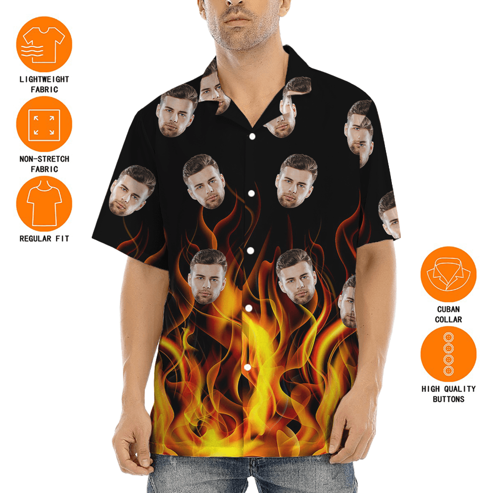 Custom Face Flame Hawaiian Shirt