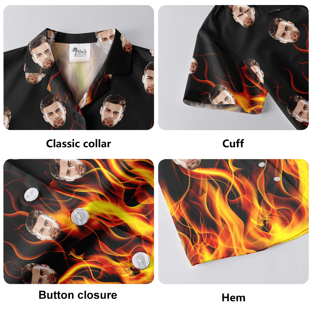 Custom Face Flame Hawaiian Shirt