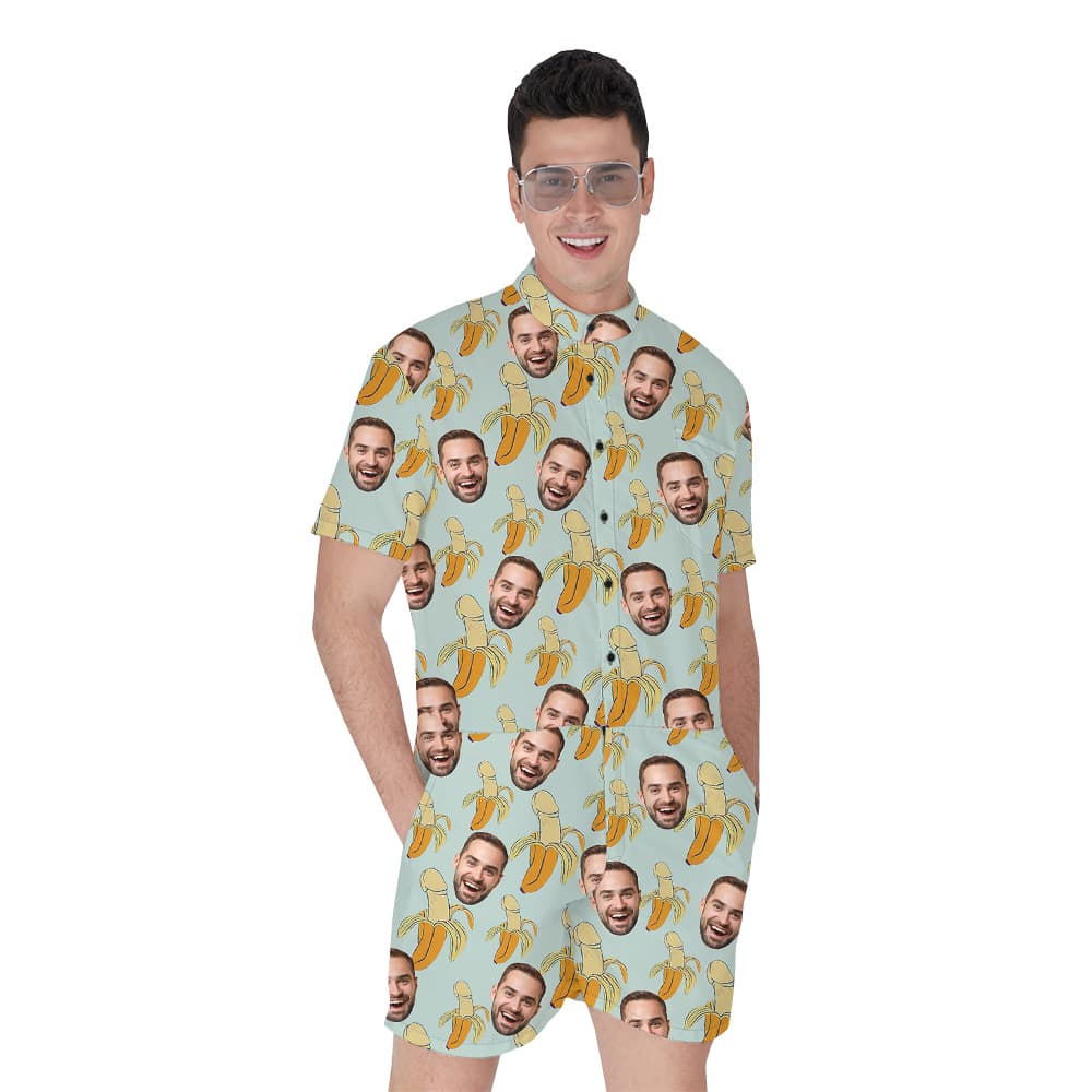 Custom Face Funny Penis Banana Hula Romper for Men1