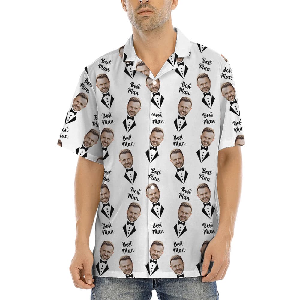Custom Face Groomsman Button Up Shirt1