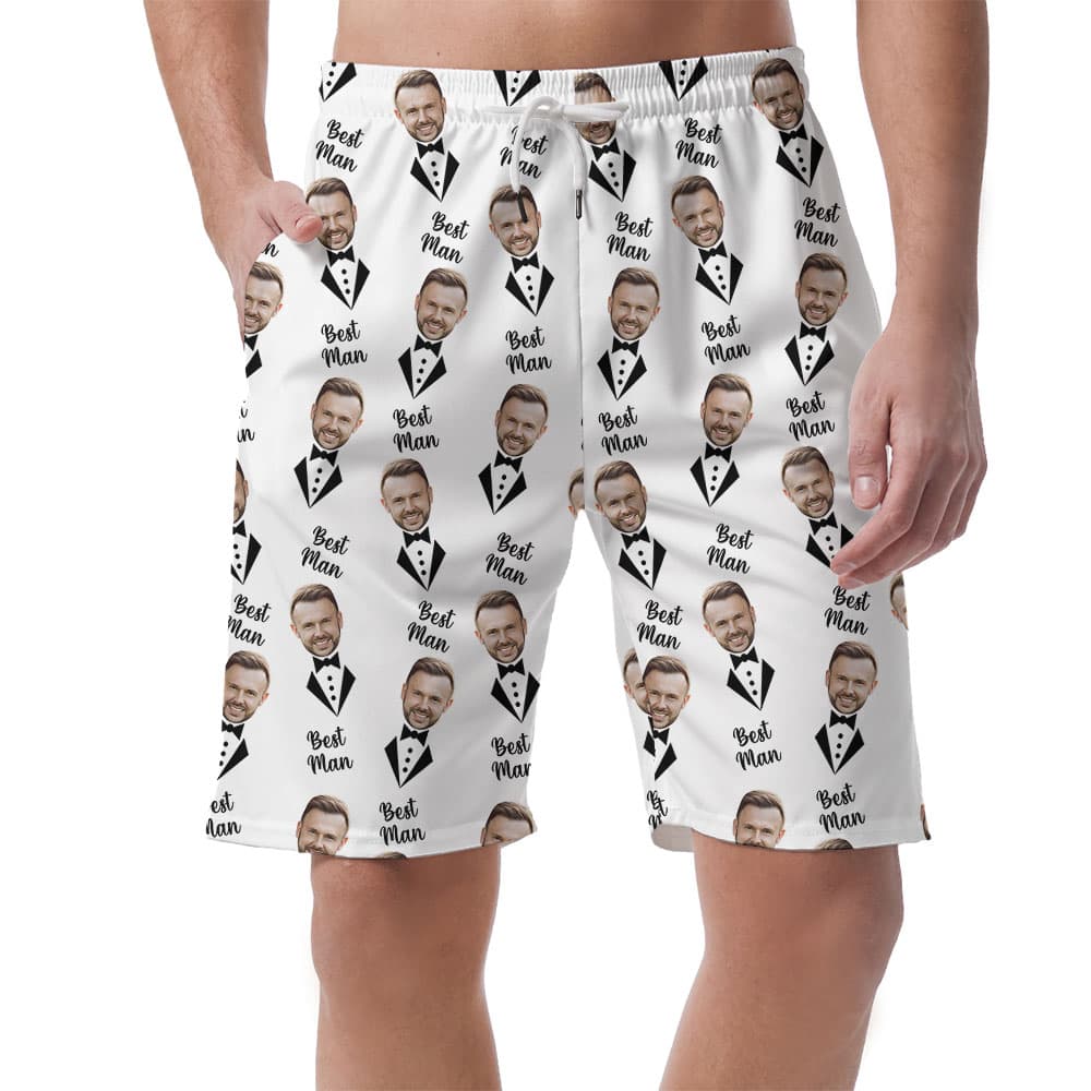 Custom Face Groomsman Hawaiian Shorts For Wedding