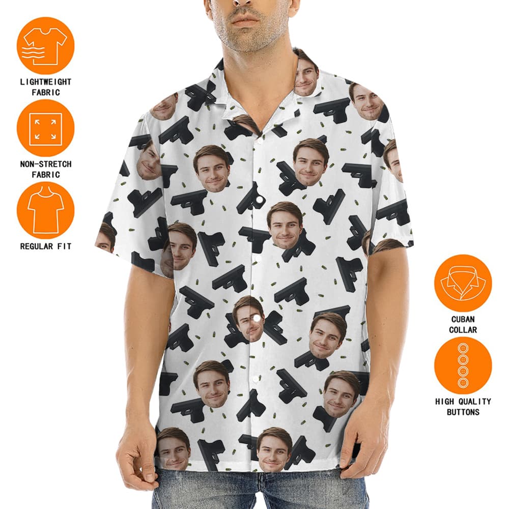 Custom Face Gun Bullet Hawaiian Shirt