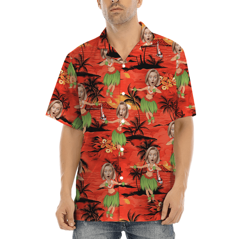 Custom Face Hula Girl Hawaiian Shirt (1)
