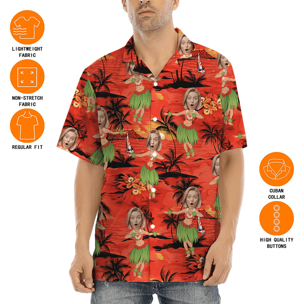Custom Face Hula Girl Hawaiian Shirt