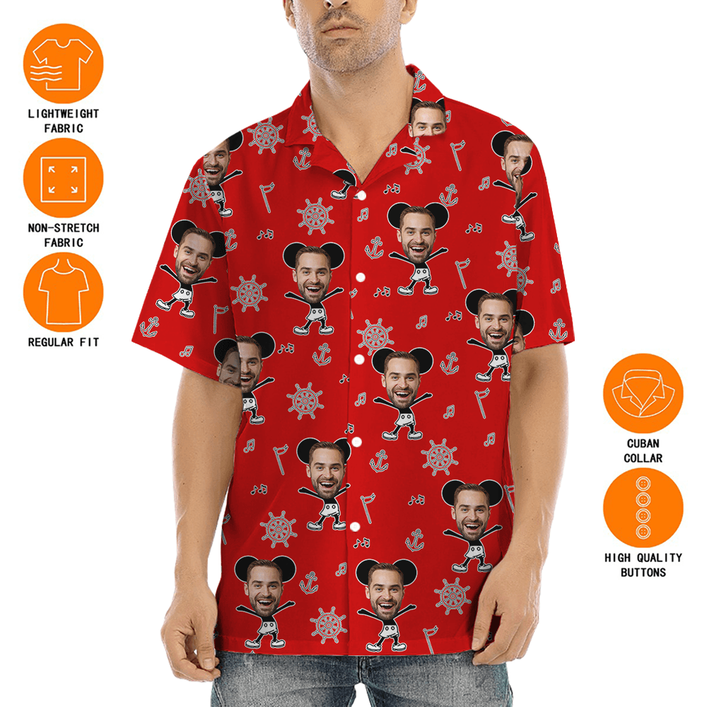 Custom Face Mickey Steamboat Willie Hawaiian Shirt