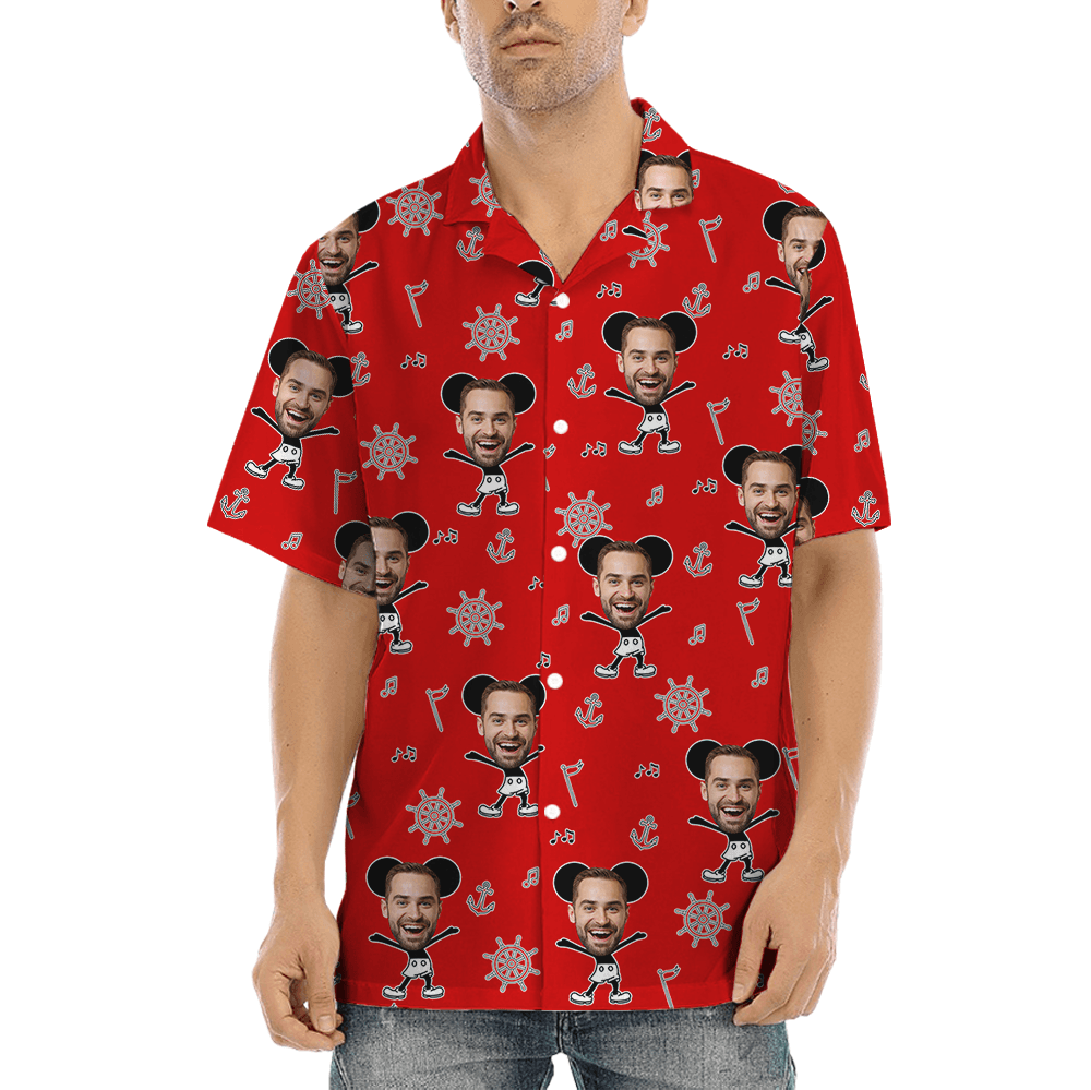 Custom Face Mickey Steamboat Willie Hawaiian Shirt (7)