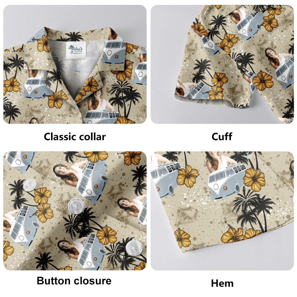 Custom Face With Car Tropical Hawaiian Shirt