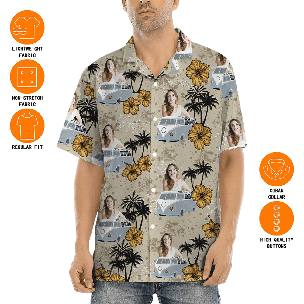 Custom Face With Car Tropical Hawaiian Shirt